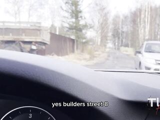 Drilled an unknown mother i'd like to fuck in the car. Public sex on the street (subtitles)