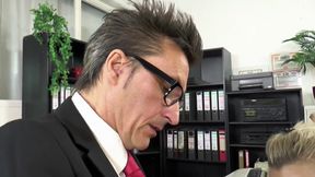 Stunning MILF with big boobs gets anally fucked in secretary room