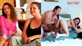Two Austrian student girls lick each other in doggy style