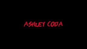 pretty brunette, ashley coda, is in a bathroom stall when suddenly a large cock is...