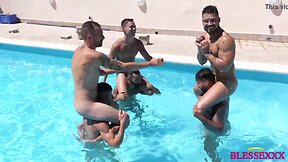Interracial outdoor orgy: huge cocks and wet pool fun with viktor rom, koldo goran, axel max & more!