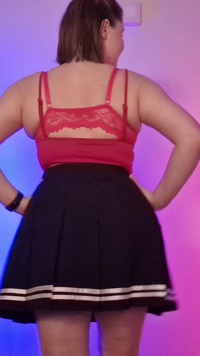 Trying on 3 Black Mini Skirts - Satin, College Girl & Lace