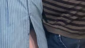 Perv Rubbing Hairy Pussy in Subway