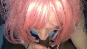 Locked in Chastity Sissy Gives the Wettest Blowjob