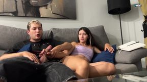 I Take Step Sisters Hand to Jerk Off! But I Got Horny and Take Her Mouth to Fuck - Oral Creampie