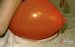 Twink Humping and Cumming on an Inflatable Orange Balloon