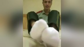 Chinese military guy masturbating