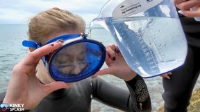 Wetsuit Babes & Dive Mask Fun at the Beach - MOV