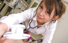 Wild and naughty nurse stroking cock for a thick cum