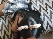 🦊🔥Cute slut with anal plug sucks my dick until cumming on her tits🦊🔥