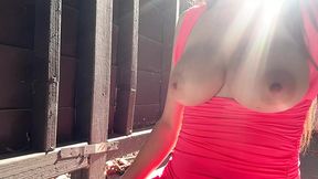 Italian Big Tits Milf Sexy Big Boobs bouncing session outdoor