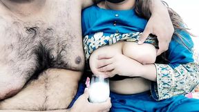 Indian Wife Big Boobs Milking For Her Cuckold Husband Anal Sex