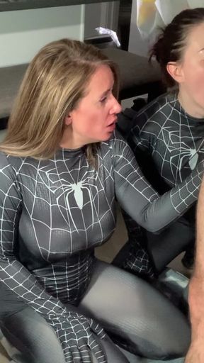 Huge Cock Gives Multiple Anal and Pussy Threesome Creampies and Fucks Hentai-style 2 Spider Girls