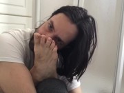 Sniffing my stinky feet self foot sniff worship