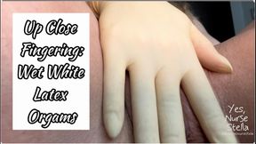 Up-Close Pussy Exploration and Squirting in White Latex