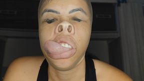 Face squeezed into the sock