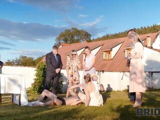 BRIDE4K. Hot bride with natural melons is having a kinky sex with a groom dressed up as a hound