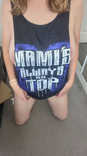 Titty reveal in Rhea Ripley shirt