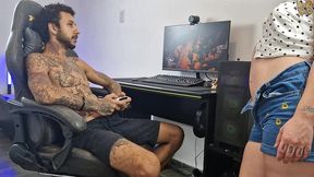 he was just playing a game when she arrived wanting to be fucked like a slut