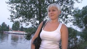 Short Blonde Flashes Tits And Fucks Dicks For Cash