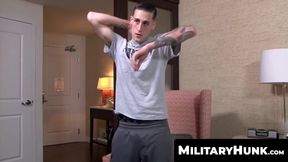 MilitaryHunk.com - James Devlin strokes his fat and throbbing dick off eagerly in a h