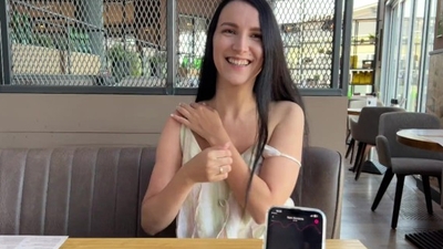 Eva cumming hard in public restaurant thru with Lovense Ferri remote controlled vibrator