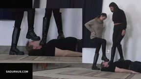Olga and Natasa love to trample the slave in boots PP mp4