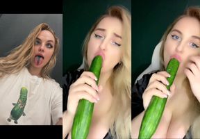 Big Russian whore sucking cucumbers - TANGO LIVE