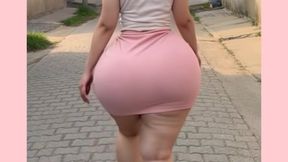 Big Ass in Pink Skirt Walking