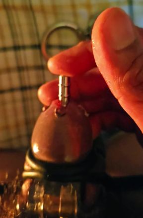 Caged and masterbating my urethra