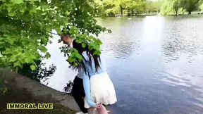 Briseida Myers gets double fucked in public park