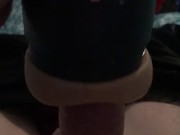 Rjohnson1226 using stroker to pleasure big hard cock
