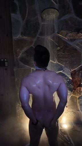 Naked Asian Muscle Hunk Dawn Outdoor Shower Flex - Thick Biceps, 6-pack Abs, V-taper Back & Big Cumshot