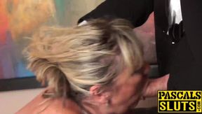 Blonde hooker Alisha Rydes deepthroats and rides big cock