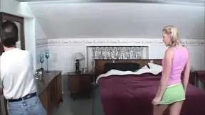 Blonde milf sucks cock then rides in wet undies