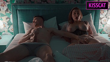 Step mom can't lie alone on vacation and comes to Step son's shared bed for hard sex