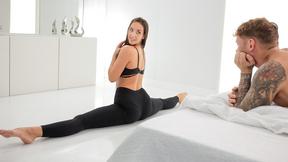 Liam watches Betzz's yoga, then fucks her hard.