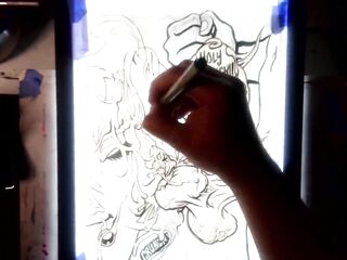 Drawing "The Nut Cruncher" Biggest Ball Biting Cum Explosion All Over Her Face, Music by: CeehDeeh