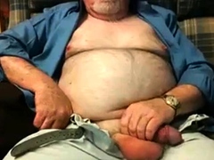 Hairy Grandpa Bear Strokes His Big Cock