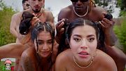 Interracial Gangbang with the hot Yasminakhan and Sara Retali and a bunch of huge cocks