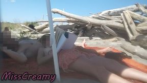 Risky Sex on the Beach! Teacher Masturbates Him Till He Cums in Public! - MissCreamy