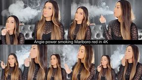 Angie power smoking Marlboro Red in 4K