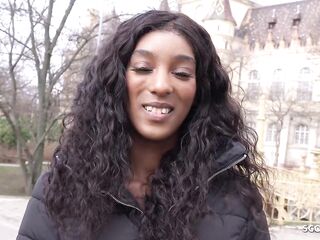GERMAN SCOUT - EBONY FITNESS TEEN RAE - EYE ROLLING ORGASM SCREW AT REAL STREET CASTING