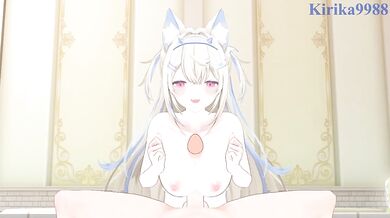in White Swimsuit Gets Rough Cumshot in 3D Hentai Game