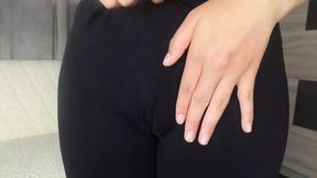 My Indian wife tries on several leggings and sucks my cock