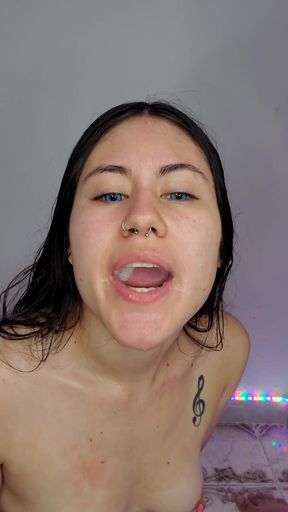 I Was Very Thirsty so I Asked Him to Pee in My Mouth, I Swallowed It All! Pee and Cum Swallow