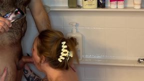 Girlfriend wanted a CreamPie so she surprised me while I was in the shower