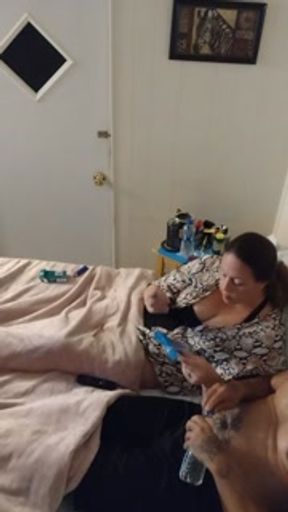 Smoking and chilling in my black sexy night dress with a Latino roommate part 2