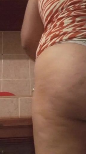 Chubby mom in the kitchen showing thong 2   Clip 2