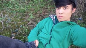 Jon Arteen gay twink's soft strokes risky outdoor, caught or not